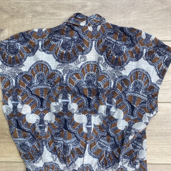 Escada Blue and Brown Patterned Blouse - Picture 6 of 12